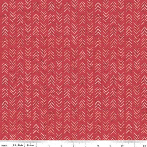Fat Quarter End of Bolt - Indigo Garden Arrows C11278 Rouge - Riley Blake Designs - Geometric Stripes Red - Quilting Cotton Fabric