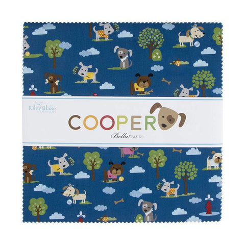 Cooper Layer Cake 10" Stacker Bundle - Riley Blake Designs - 42 piece Precut Pre cut - Dog Dogs - Quilting Cotton Fabric