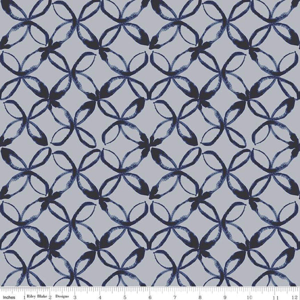 29" End of Bolt Piece - CLEARANCE Water Mark Cove C11321 Cool Gray - Riley Blake - Orange Peel Design Geometric - Quilting Cotton Fabric