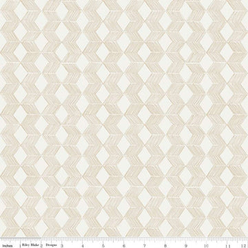 SALE Water Mark Delta C11323 Tan - Riley Blake Designs - Striped Chevrons Geometric Beige White - Quilting Cotton Fabric