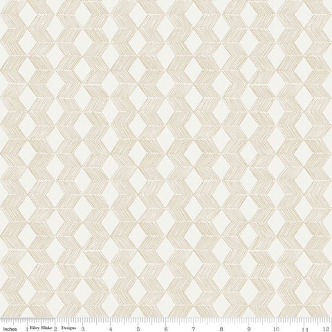 SALE Water Mark Delta C11323 Tan - Riley Blake Designs - Striped Chevrons Geometric Beige White - Quilting Cotton Fabric