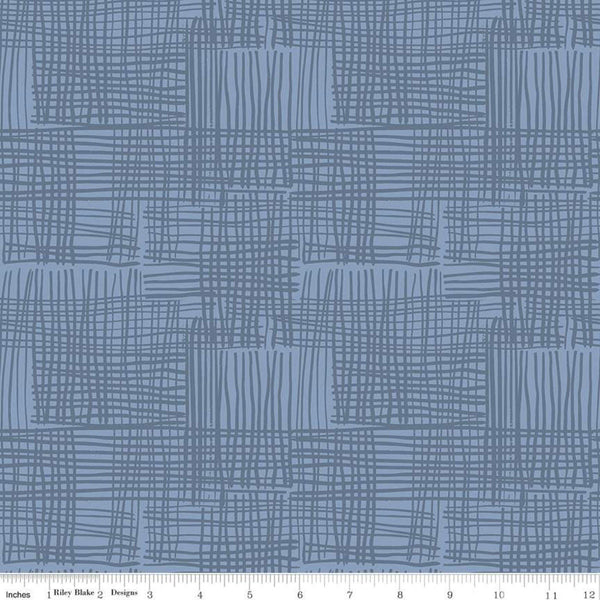 CLEARANCE Water Mark Milo C11324 Coastal Blue - Riley Blake Designs - Sketched Irregular Grid - Quilting Cotton Fabric