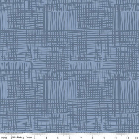 SALE Water Mark Milo C11324 Coastal Blue - Riley Blake Designs - Sketched Irregular Grid - Quilting Cotton Fabric