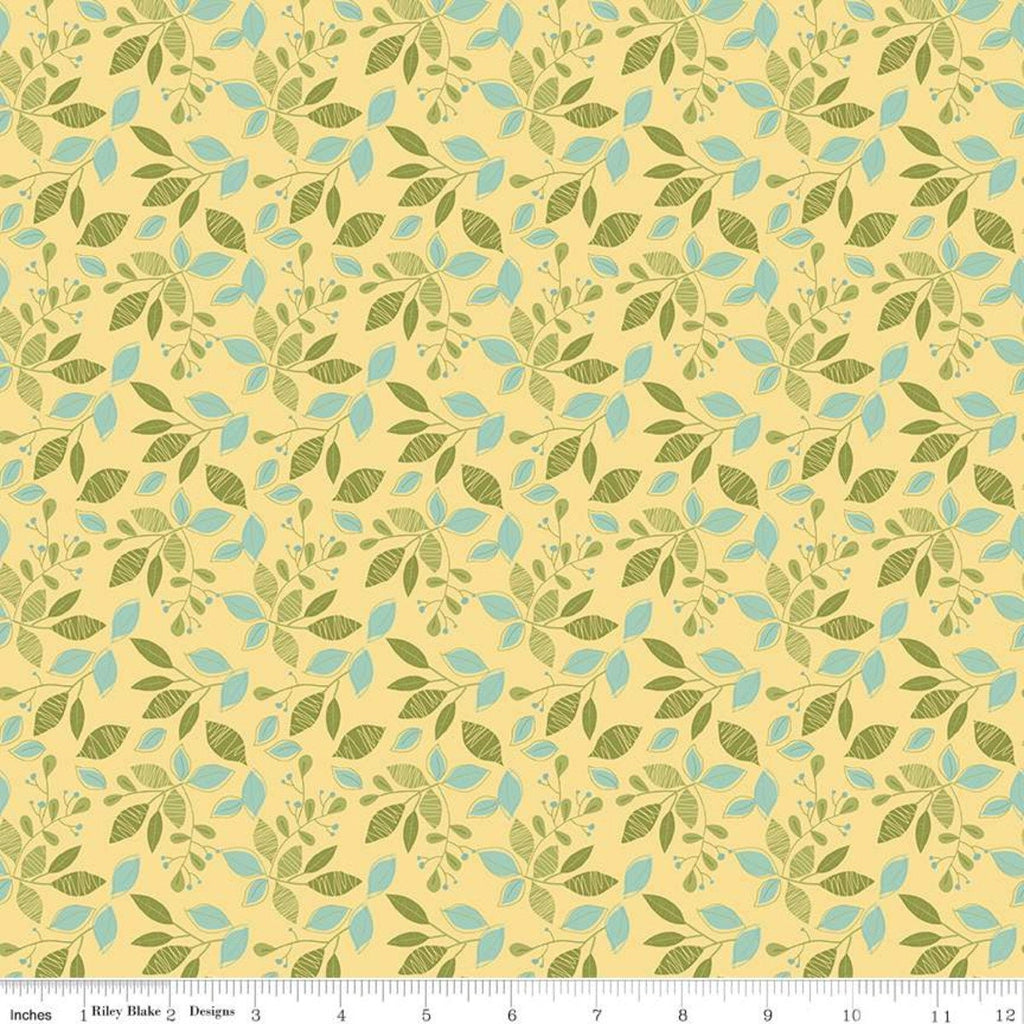 SALE Adel in Spring Leaves C11421 Buttercream - Riley Blake Designs - Leaf Sprigs Yellow - Quilting Cotton Fabric