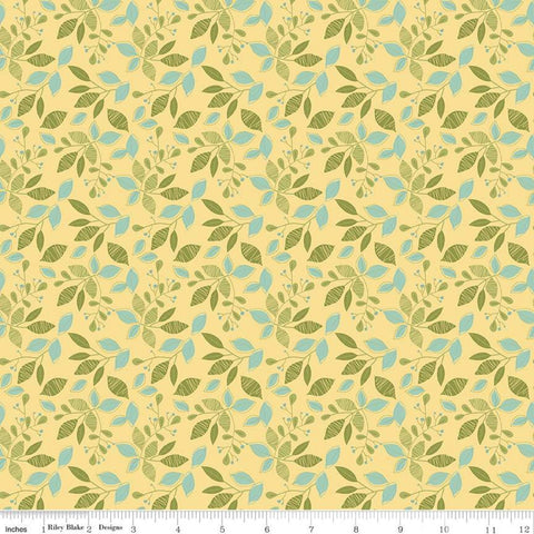 SALE Adel in Spring Leaves C11421 Buttercream - Riley Blake Designs - Leaf Sprigs Yellow - Quilting Cotton Fabric