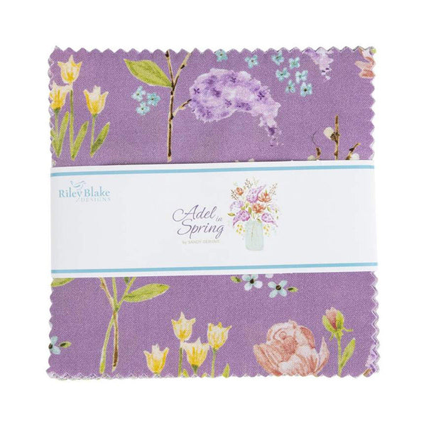 Adel in Spring Charm Pack 5" Stacker Bundle - Riley Blake Designs - 42 piece Precut Pre cut - Floral Flowers - Quilting Cotton Fabric