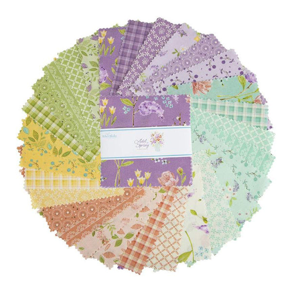 Adel in Spring Charm Pack 5" Stacker Bundle - Riley Blake Designs - 42 piece Precut Pre cut - Floral Flowers - Quilting Cotton Fabric