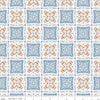CLEARANCE Heartsong Tiles C11303 Blue - Riley Blake Designs - Geometric Medallions with White - Quilting Cotton Fabric