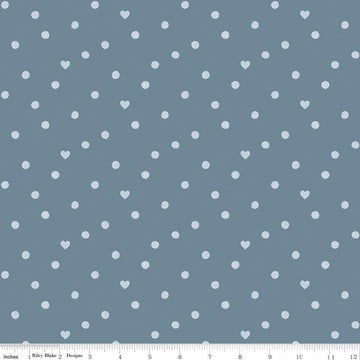 SALE Heartsong Hearts C11306 Blue - Riley Blake Designs - Heart Dots - Quilting Cotton Fabric