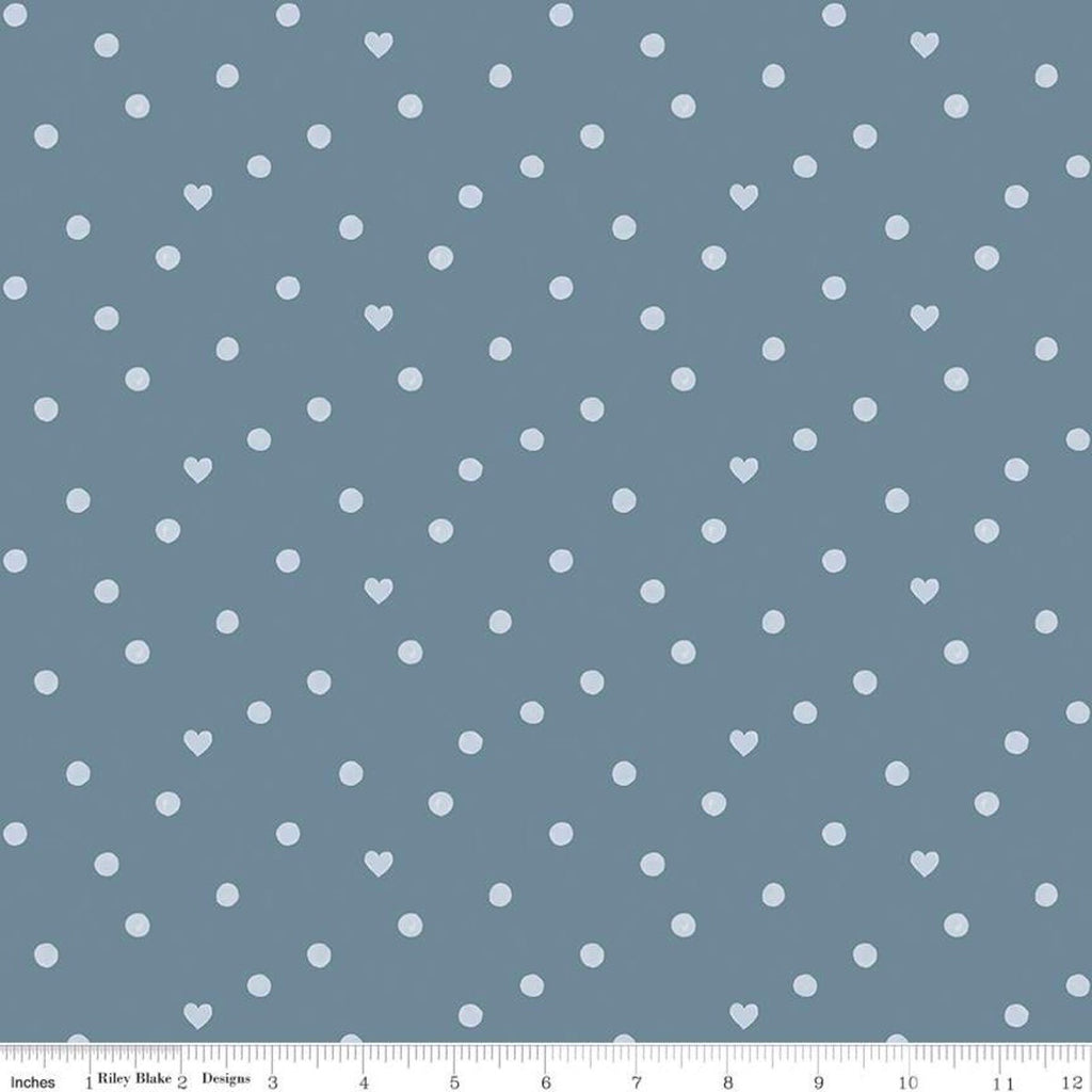 SALE Heartsong Hearts C11306 Blue - Riley Blake Designs - Heart Dots - Quilting Cotton Fabric