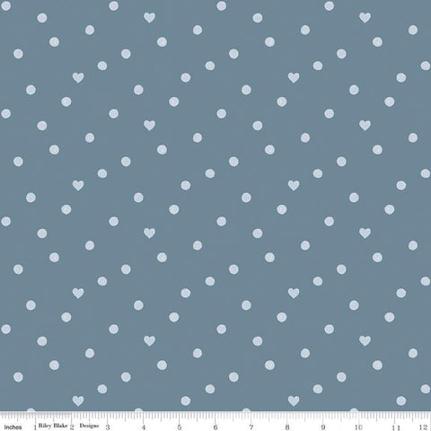 SALE Heartsong Hearts C11306 Blue - Riley Blake Designs - Heart Dots - Quilting Cotton Fabric