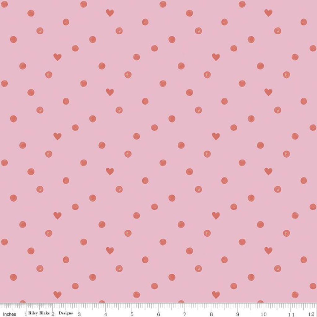 SALE Heartsong Hearts C11306 Pink - Riley Blake Designs - Heart Dots - Quilting Cotton Fabric
