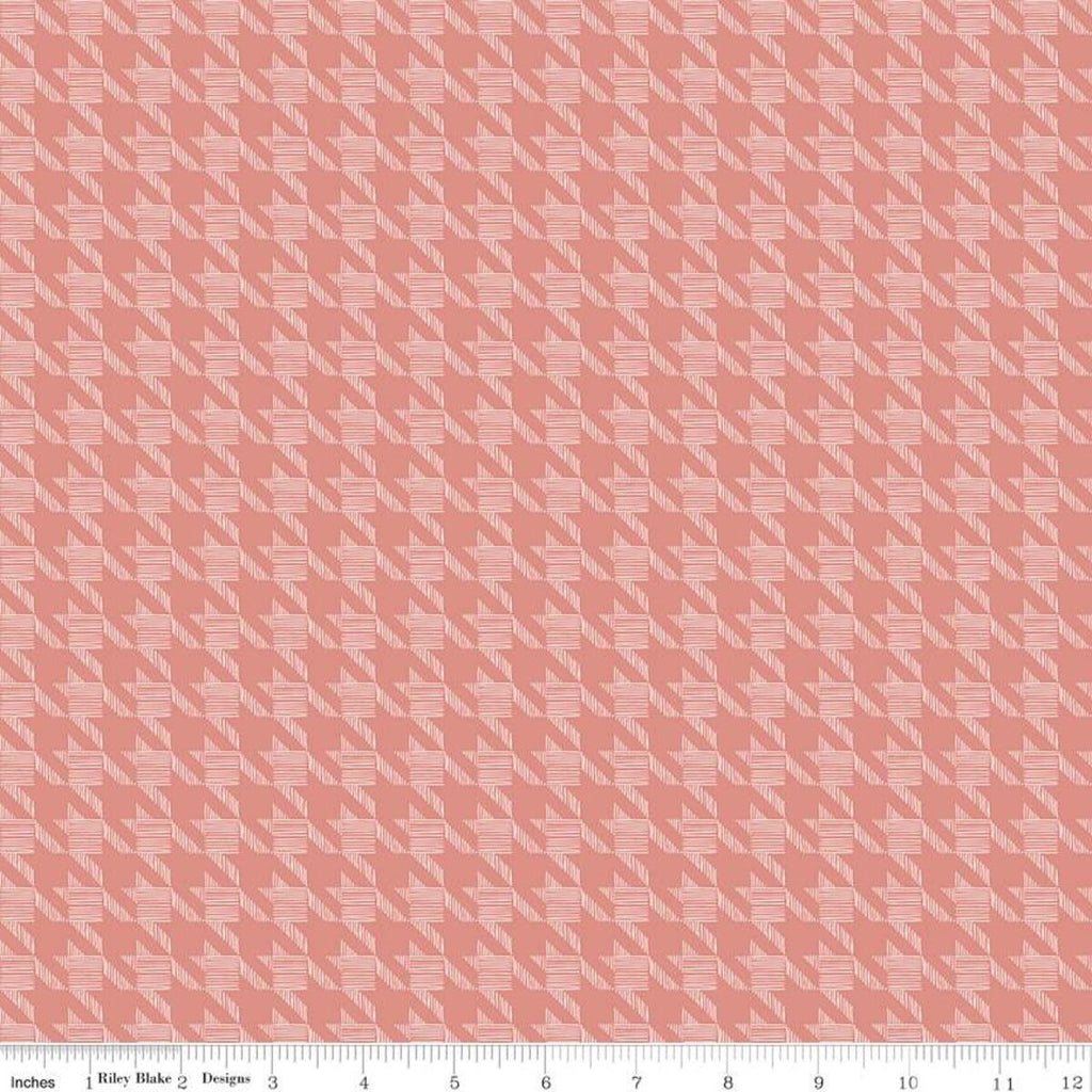 CLEARANCE Heartsong Houndstooth C11307 Coral - Riley Blake Designs - Geometric - Quilting Cotton Fabric