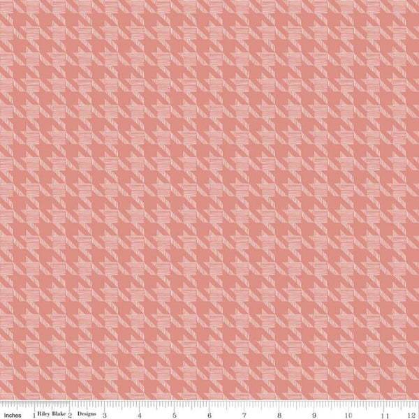 CLEARANCE Heartsong Houndstooth C11307 Coral - Riley Blake Designs - Geometric - Quilting Cotton Fabric