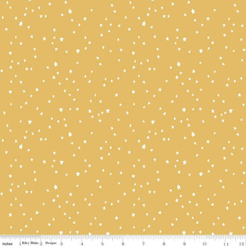 FLANNEL Baby Boy Stars F11444 Yellow - Riley Blake Designs - Juvenile White Stars - FLANNEL Cotton Fabric
