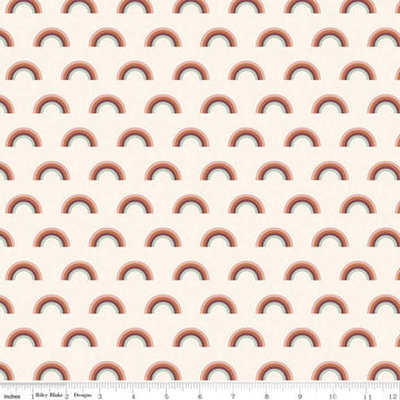 17" End of Bolt - CLEARANCE FLANNEL Salt and Honey Rainbows F11452 Cream - Riley Blake Designs - Juvenile Rainbow - FLANNEL Cotton Fabric
