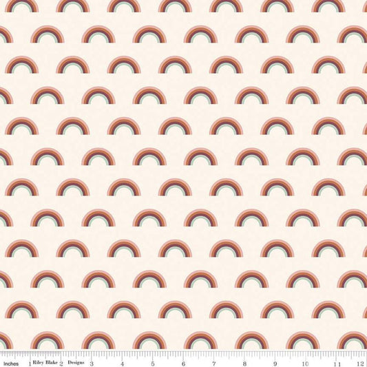 CLEARANCE FLANNEL Salt and Honey Rainbows F11452 Cream - Riley Blake Designs - Juvenile Rainbow - FLANNEL Cotton Fabric