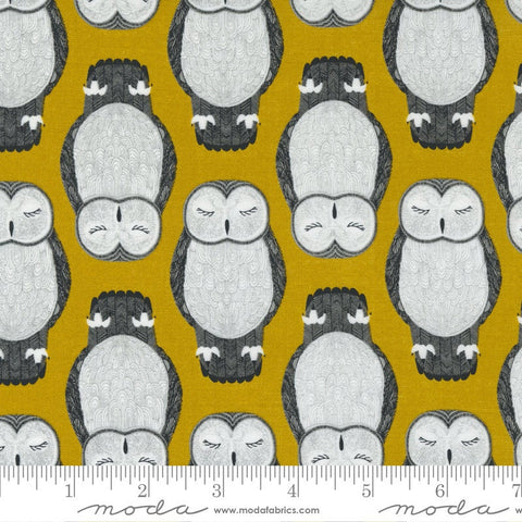 SALE Nocturnal Sleeping Owls 48332 Gold - Moda Fabrics - Bird Birds Owl - Quilting Cotton Fabric