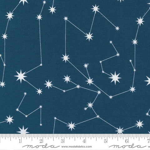 35" End of Bolt - Nocturnal Constellation 48333 Lake - Moda Fabrics - Constellations Star Off White on Turquoise - Quilting Cotton Fabric