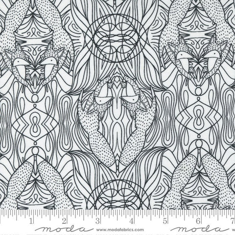 SALE Nocturnal Hidden Foxes 48335 Moon - Moda Fabrics - Animals Animal Fox Black Off White - Quilting Cotton Fabric