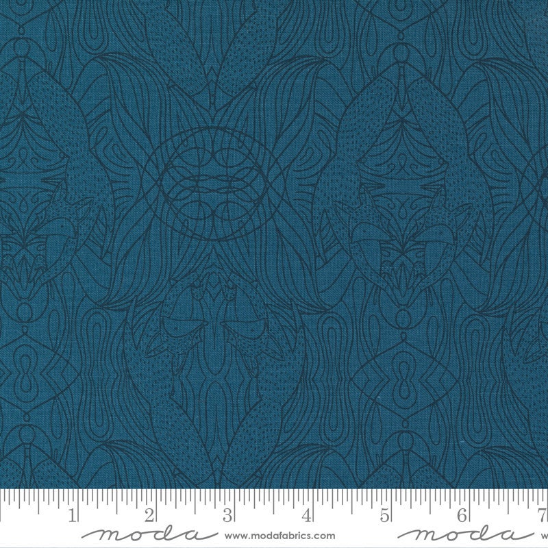Nocturnal Hidden Foxes 48335 Lake - Moda Fabrics - Animals Animal Fox Turquoise - Quilting Cotton Fabric