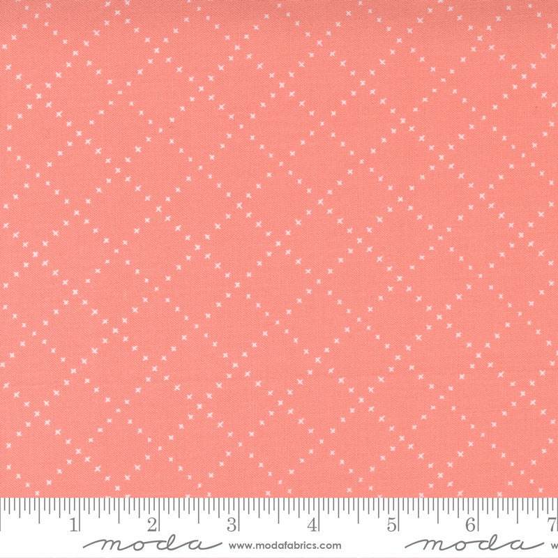 SALE Nocturnal Crossing Lines 48337 Primrose - Moda Fabrics - Plus Signs Diagonal Grid Geometric Pink - Quilting Cotton Fabric