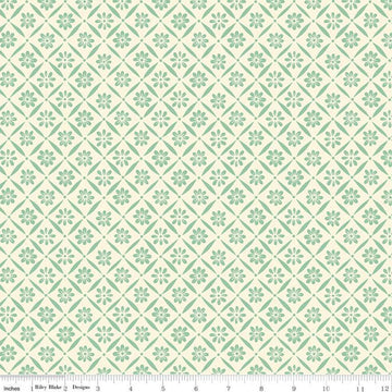 SALE Indigo Garden Diagonal Daisy C11273 Cream - Riley Blake Designs - Floral Flowers Geometric Lattice - Quilting Cotton Fabric