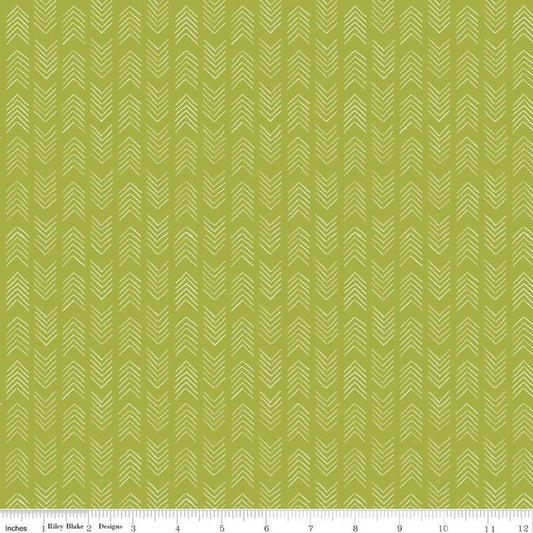 SALE Indigo Garden Arrows C11278 Leaf - Riley Blake Designs - Geometric Stripes Green - Quilting Cotton Fabric