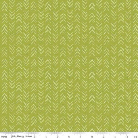 Indigo Garden Arrows C11278 Leaf - Riley Blake Designs - Geometric Stripes Green - Quilting Cotton Fabric