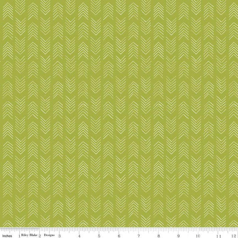 SALE Indigo Garden Arrows C11278 Leaf - Riley Blake Designs - Geometric Stripes Green - Quilting Cotton Fabric