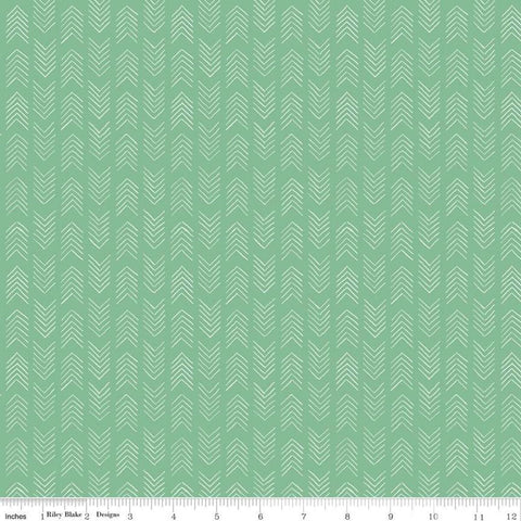Indigo Garden Arrows C11278 Sea Glass - Riley Blake Designs - Geometric Stripes Green - Quilting Cotton Fabric