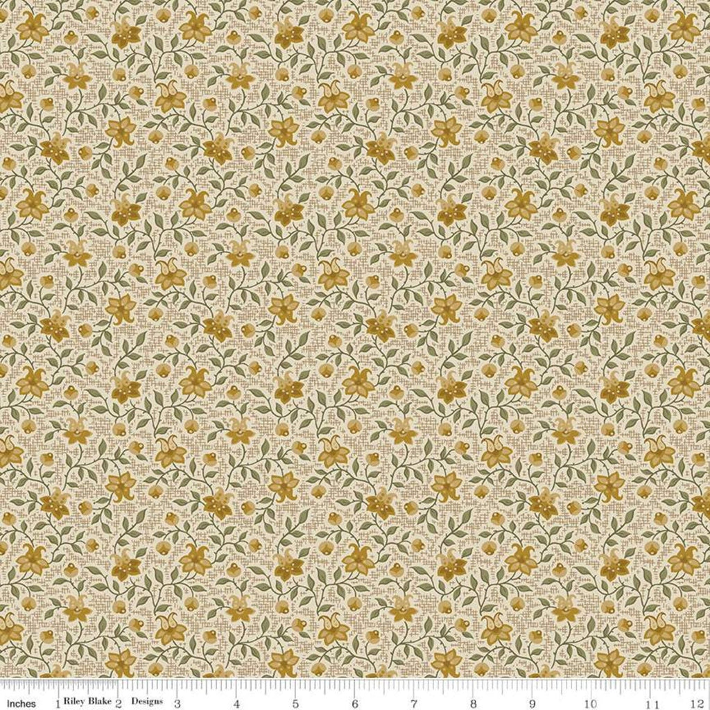 Buttercup Blooms Vines C11153 Gold - Riley Blake Designs - Floral Flowers Leaves - Quilting Cotton Fabric