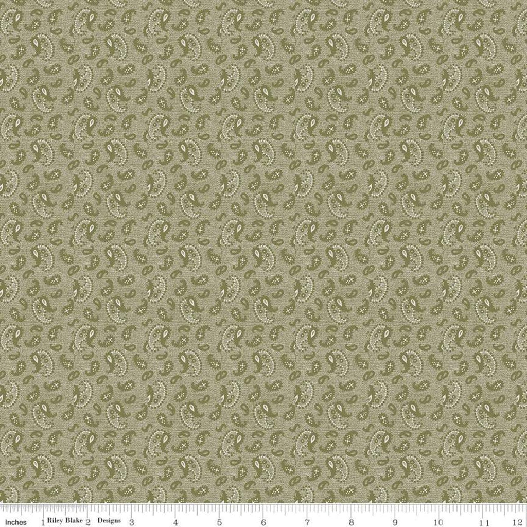 35" End of Bolt Piece - SALE Buttercup Blooms Paisley C11155 Sage - Riley Blake Designs - Tone-on-Tone Green - Quilting Cotton Fabric