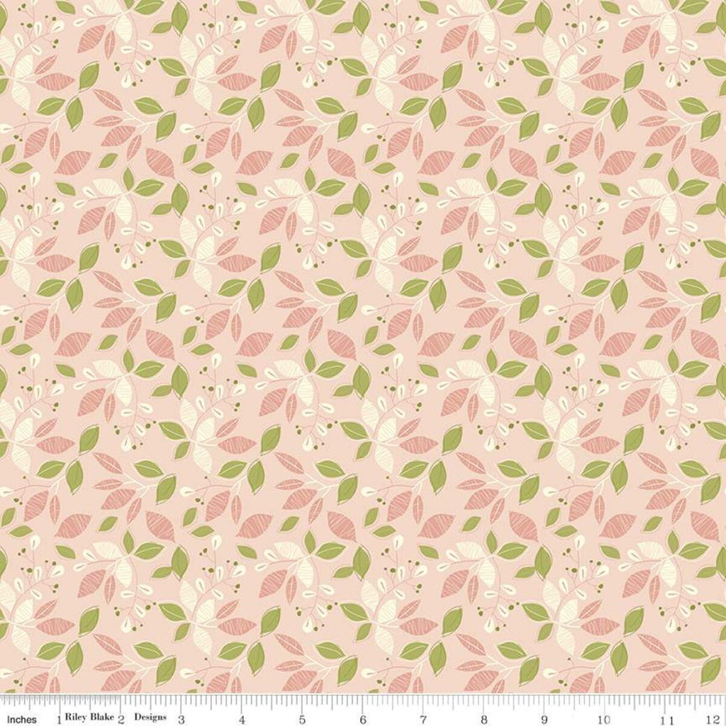 Adel in Spring Leaves C11421 Pink - Riley Blake Designs - Leaf Sprigs - Quilting Cotton Fabric
