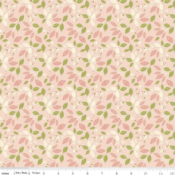 Adel in Spring Leaves C11421 Pink - Riley Blake Designs - Leaf Sprigs - Quilting Cotton Fabric