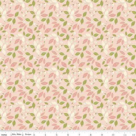 Adel in Spring Leaves C11421 Pink - Riley Blake Designs - Leaf Sprigs - Quilting Cotton Fabric