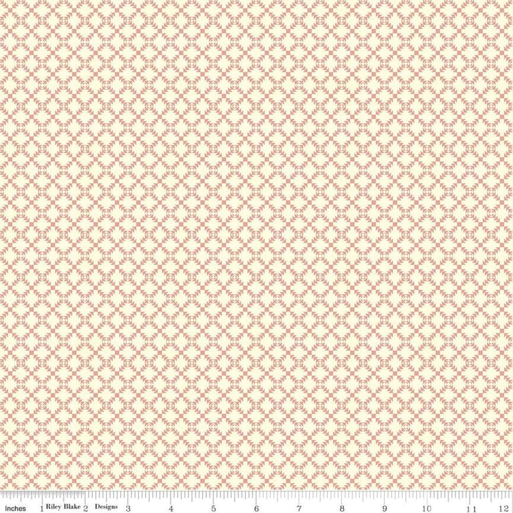 SALE Adel in Spring Quilt Block C11422 Cream - Riley Blake Designs - Diagonal Geometric Pink Pineapple Block - Quilting Cotton Fabric