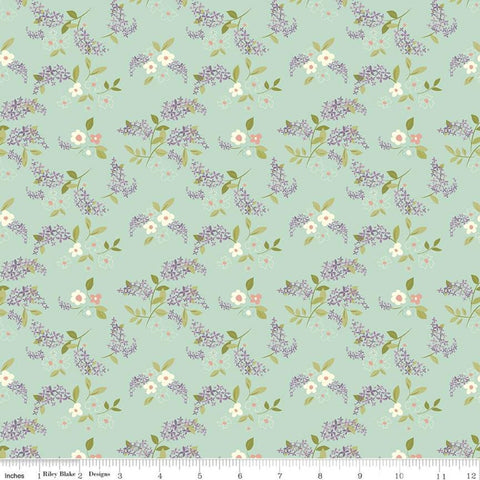 Adel in Spring Lilacs C11423 Aqua - Riley Blake Designs - Floral Flowers - Quilting Cotton Fabric