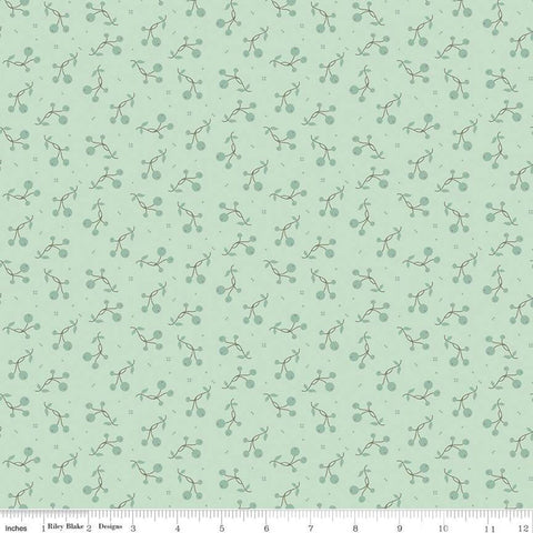 SALE Adel in Spring Tripleberry C11424 Aqua - Riley Blake Designs - Berries Berry Sprigs Dots - Quilting Cotton Fabric