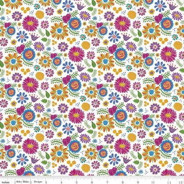 SALE Eleanor Floral C11714 White - Riley Blake Designs - Mexico Mexican Flowers Floral - Quilting Cotton Fabric