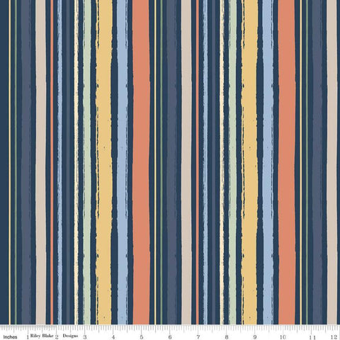 FLANNEL Baby Boy Stripes F11443 Navy - Riley Blake Designs - Juvenile Stripe Striped Blue - FLANNEL Cotton Fabric
