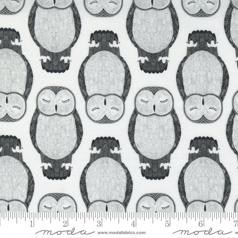 CLEARANCE Nocturnal Sleeping Owls 48332 Moon - Moda Fabrics - Bird Birds Owl on Off White - Quilting Cotton Fabric