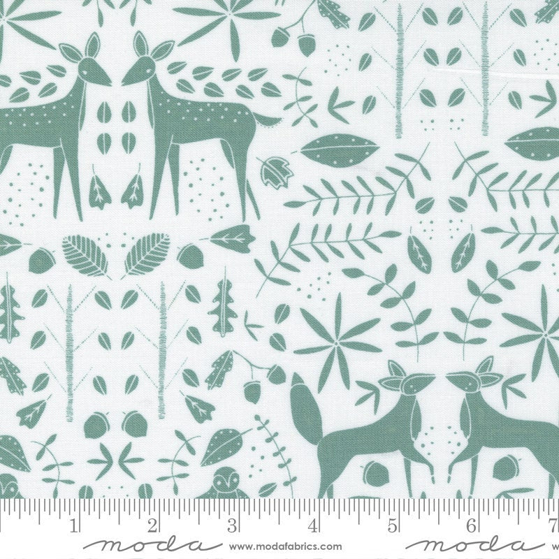 SALE Nocturnal Forest Otomi 48334 Moon - Moda Fabrics - Animals Owl Rabbit Fox Deer on Off White - Quilting Cotton Fabric