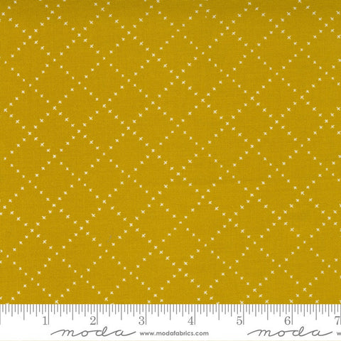 SALE Nocturnal Crossing Lines 48337 Gold - Moda Fabrics - Plus Signs Diagonal Grid Geometric - Quilting Cotton Fabric