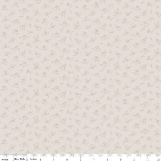 Fat Quarter End of Bolt Piece - Buttercup Blooms Ditsy C11156 Cream - Riley Blake Designs Tone-on-Tone Floral Flowers Quilting Cotton Fabric