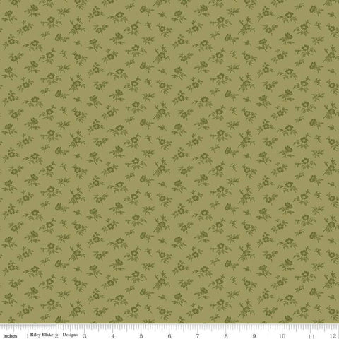 20" End of Bolt - Buttercup Blooms Ditsy C11156 Sage - Riley Blake Designs - Green Tone-on-Tone Floral Flowers - Quilting Cotton Fabric