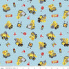 SALE CAT Junior Crew Toys C11472 Aqua - Riley Blake - Juvenile Construction Equipment Vehicles Tractors Blue - Quilting Cotton Fabric