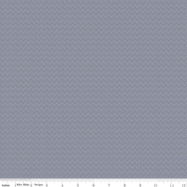 CAT Junior Crew Steel Plate C11473 Gray - Riley Blake Designs - Juvenile Construction Tone-on-Tone Geometric - Quilting Cotton Fabric