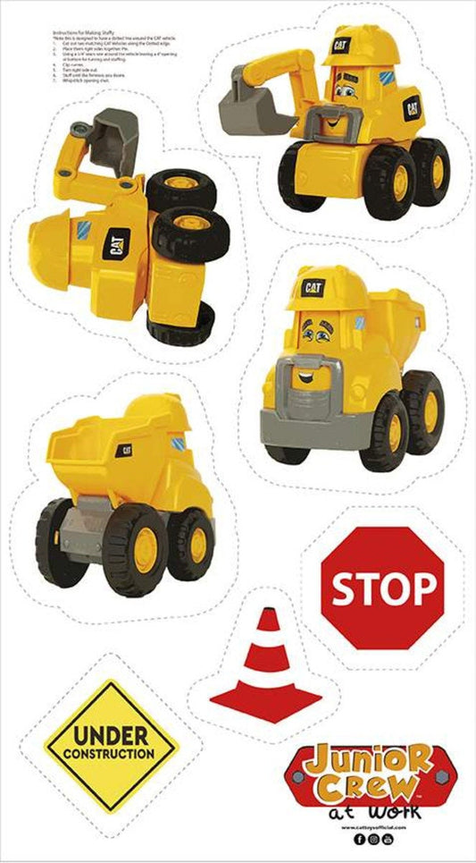 DEAL CAT Junior Crew Stuffy Panel PD11475 - Riley Blake - DIGITALLY Printed Construction Stuffed Toys Tractors - Quilting Cotton Fabric