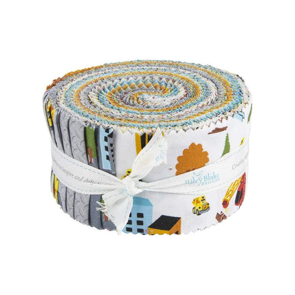 SALE CAT Junior Crew 2.5 Inch Rolie Polie Jelly Roll 40 pieces - Riley Blake - Precut Pre cut Bundle - Construction - Quilting Cotton Fabric